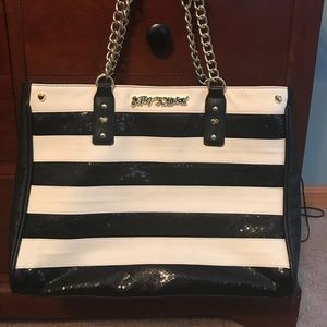 Betsy Johnson Tote - striped and sequined!!